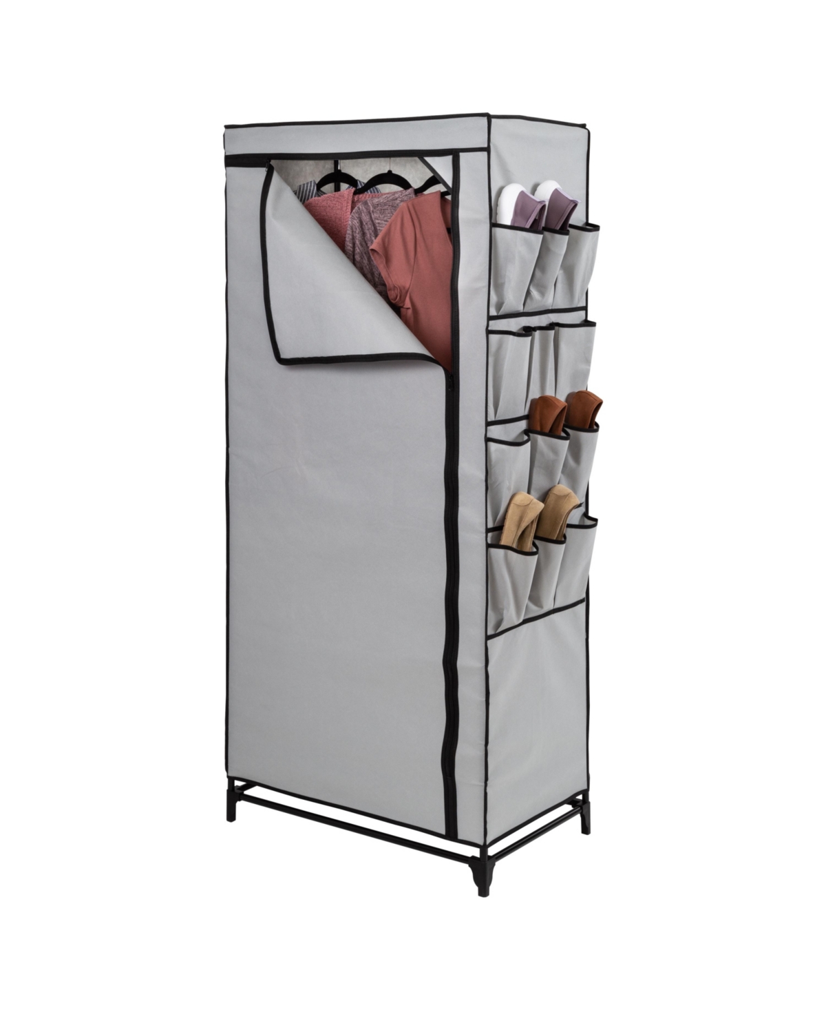 Shop Honey Can Do Wide Portable Wardrobe Closet With Cover And Side Pockets, 27" In Gray