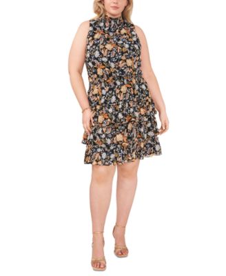 MSK Plus Size Mock Neck Tiered Dress