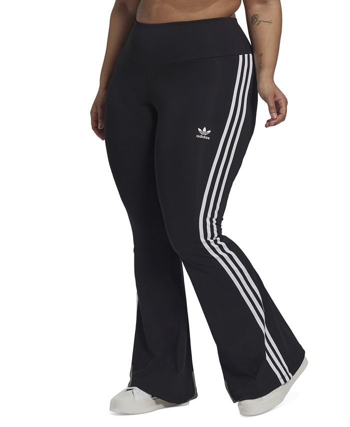 adidas Originals three stripe crop flare leggings in black