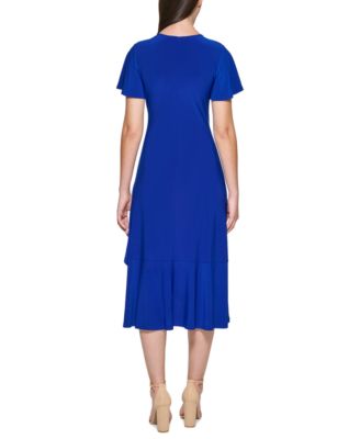 Flutter-Sleeve Midi Dress