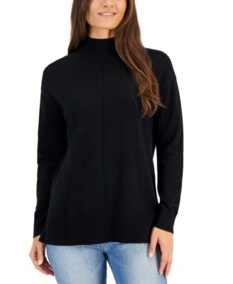 Women's Cotton Seam-Front Mock Neck Sweater, Created for Macy's