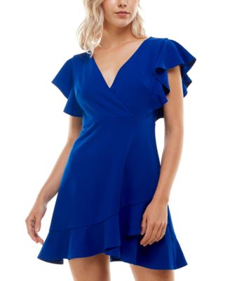 Crystal Doll - Juniors' Ruffled Flutter-Sleeve Dress