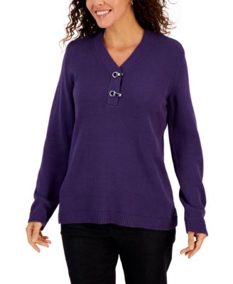 Karen Scott - Women's Hardware Cotton Henley Top