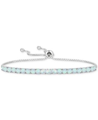 Macy's - Lab-Grown Blue Sapphire Bolo Bracelet (4-1/2 ct. t.w.) in Sterling Silver (Also in Additional Lab-Grown Gemstones)