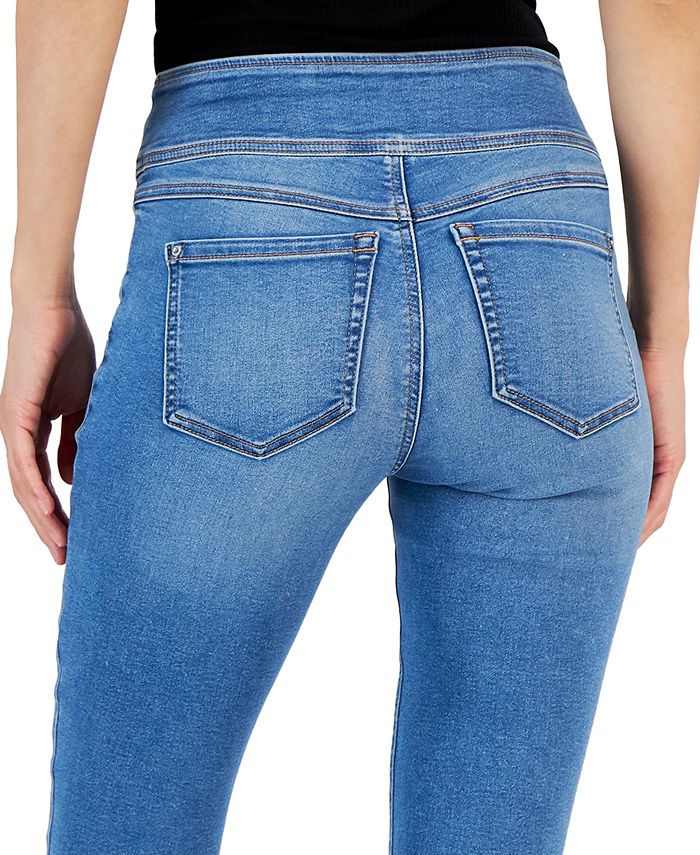 INC Womens Navy Pocketed Lace Up Elastic Waist Pull On Skinny Jeans main image 1