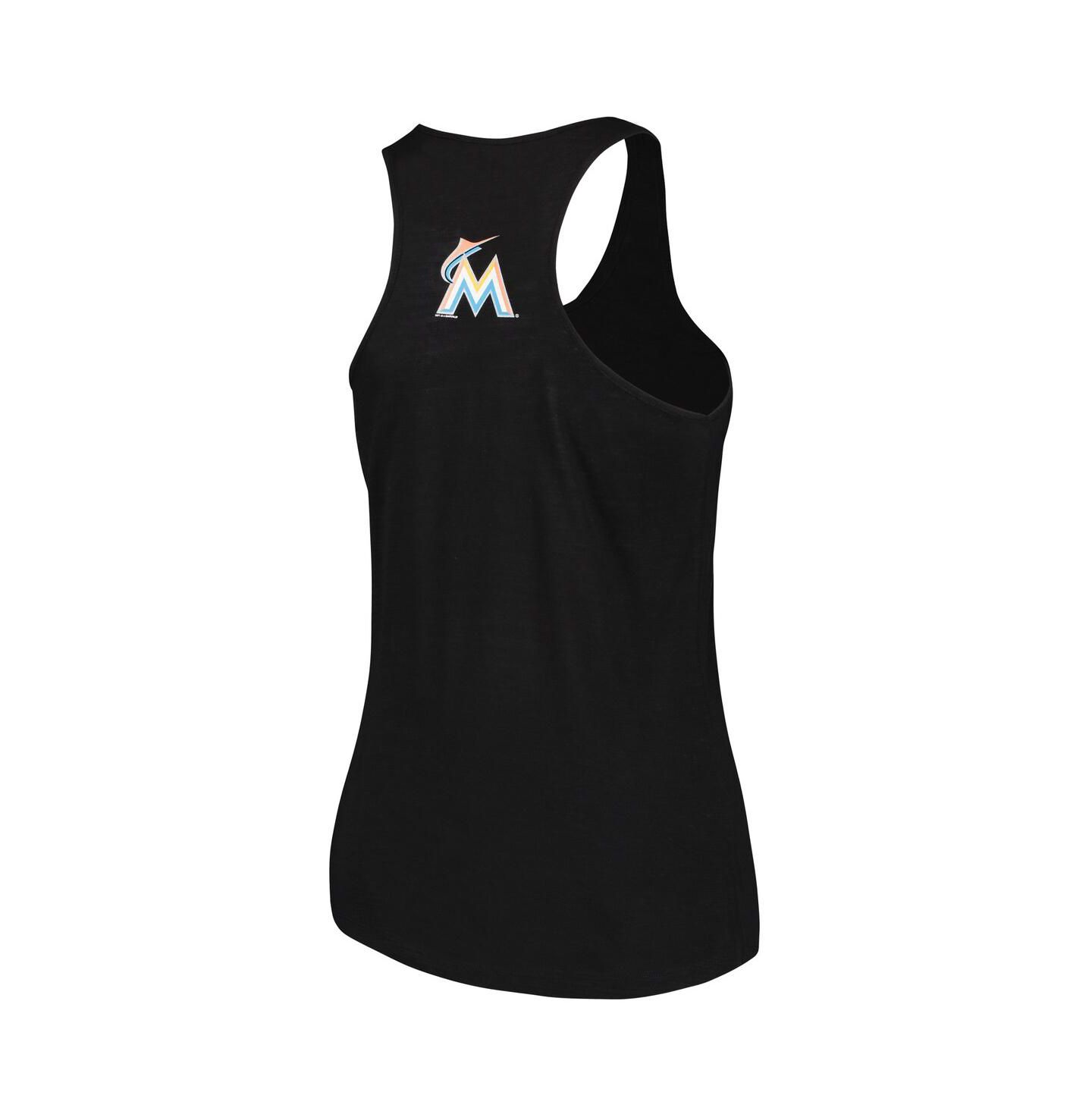 Женский топ Soft As A Grape Black Miami Marlins Plus Size Swing for the Fences Racerback — фото 3