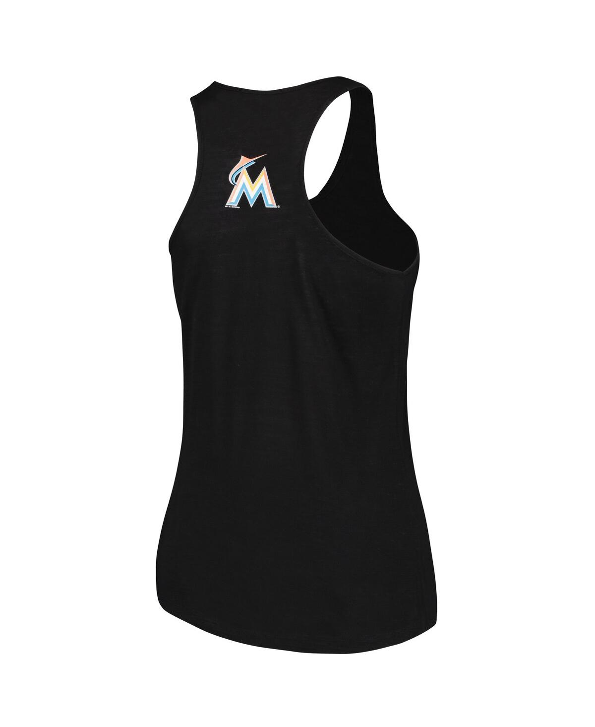 Shop Soft As A Grape Women's  Black Miami Marlins Plus Size Swing For The Fences Racerback Tank Top