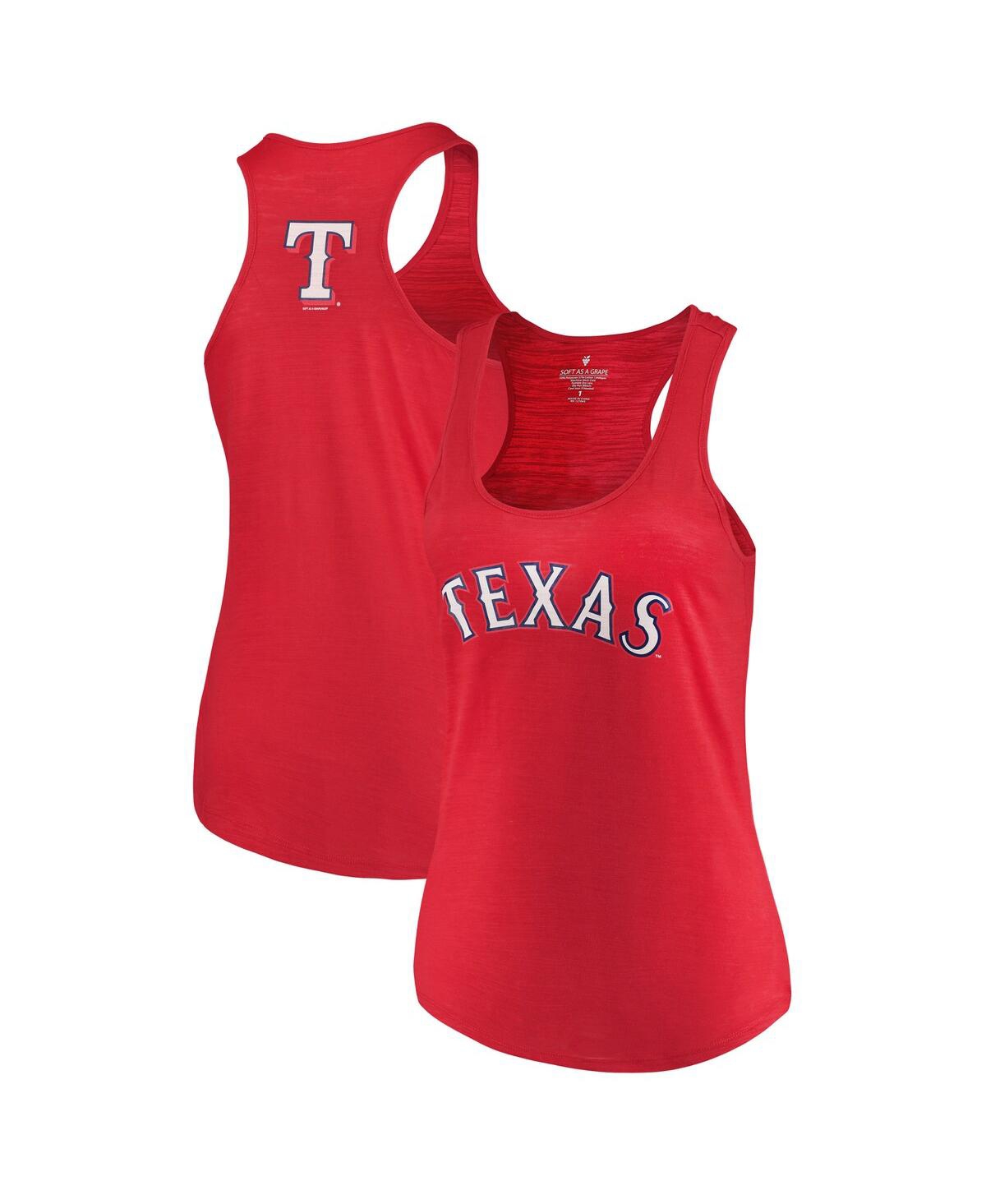 Women's Soft As A GrapeTexas Rangers Plus Size Swing for the Fences Racerback Tank Top - Red