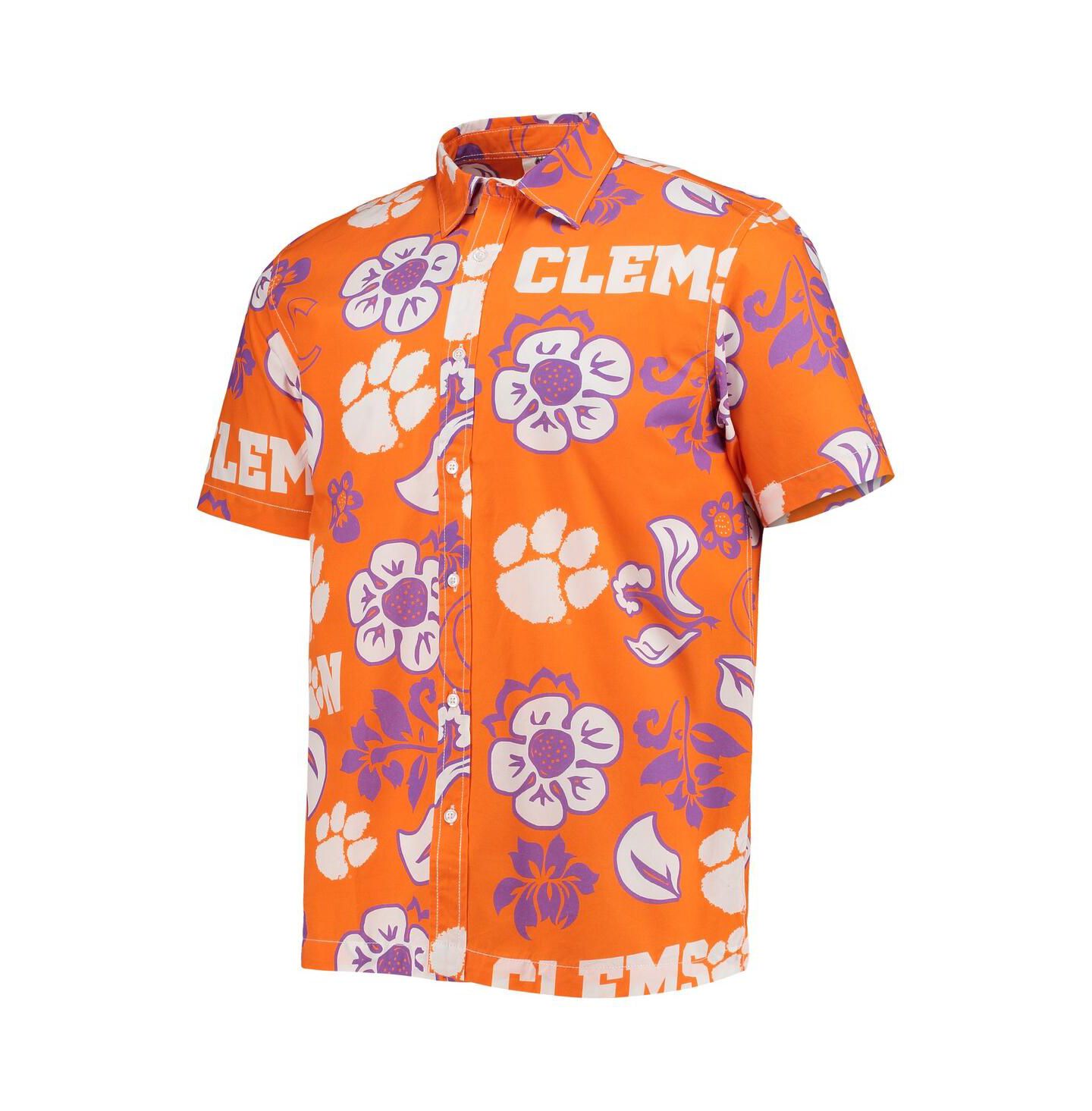 Мужская рубашка Wes & Willy Orange Clemson Tigers Floral Button-Up — фото 3