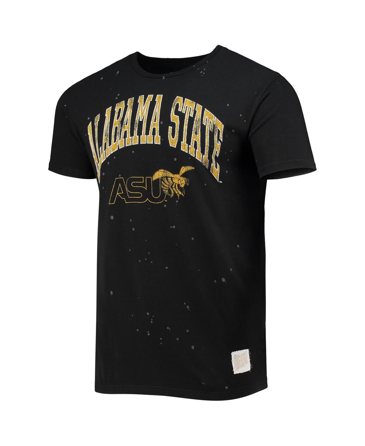 Men's Original Retro BrandAlabama State Hornets Bleach Splatter T-shirt - Black