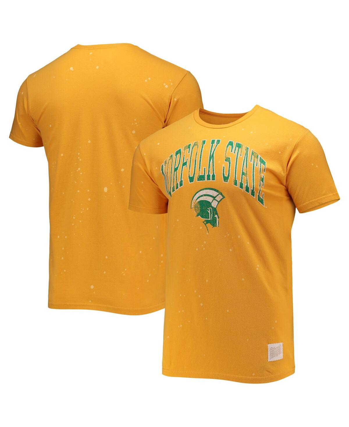 Men's Original Retro BrandNorfolk State Spartans Bleach Splatter T-shirt - Gold