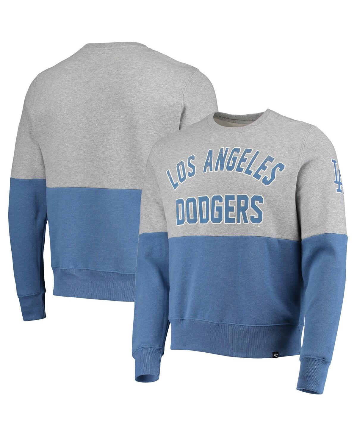 47 Brand Men's '47 Heathered Gray And Heathered Royal Los Angeles Dodgers Two-toned Team Pullover Sweatshirt In Heathered Gray,heathered Royal