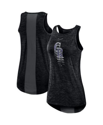 Women's Black Colorado Rockies Logo Fade High Neck Performance Tank Top