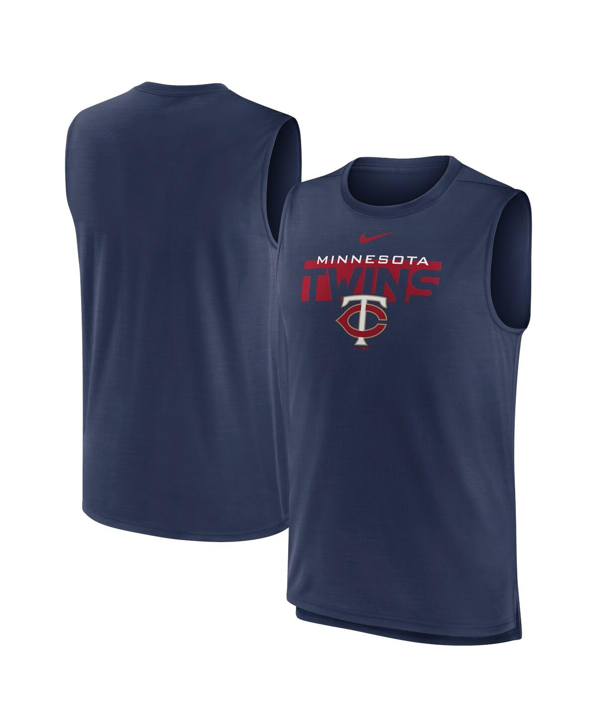 NIKE MEN'S NIKE NAVY MINNESOTA TWINS KNOCKOUT STACK EXCEED PERFORMANCE MUSCLE TANK TOP
