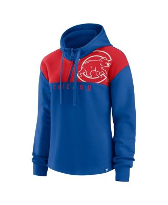Women's Royal Chicago Cubs Iconic Overslide Color-Block Quarter-Zip Hoodie