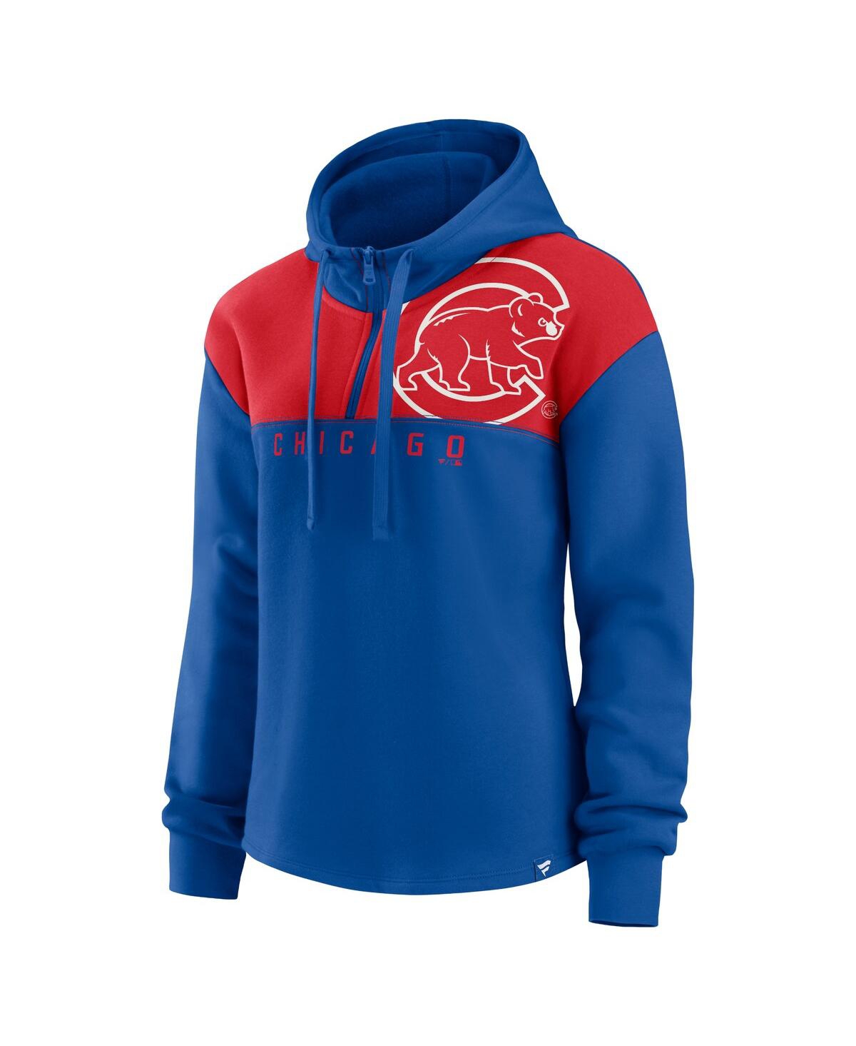 Fanatics Branded Royal Chicago Cubs Iconic Overslide Color-block Quarter-zip Hoodie In Royal