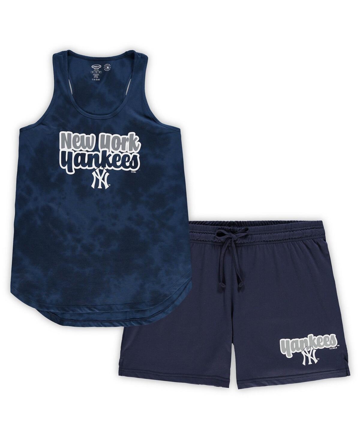 Shop Concepts Sport Women's  Navy New York Yankees Plus Size Cloud Tank Top And Shorts Sleep Set