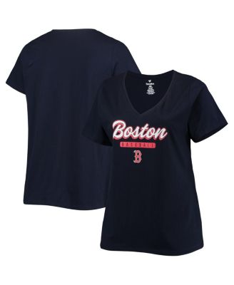 Women's New Era Navy Boston Red Sox Plus Size Raglan V-Neck T-shirt