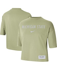 Women's Olive Michigan State Spartans Earth Tones Washed Boxy T-shirt