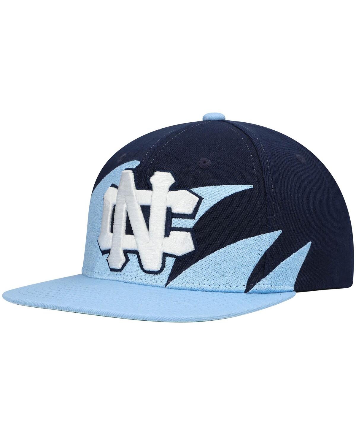 Mitchell & Ness Men's  Carolina Blue, Navy North Carolina Tar Heels Sharktooth Snapback Hat In Carolina Blue,navy