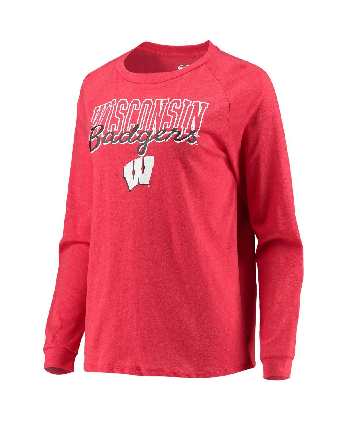 Shop Concepts Sport Women's  Heathered Red, Gray Wisconsin Badgers Raglan Long Sleeve T-shirt And Shorts S In Heathered Red,gray