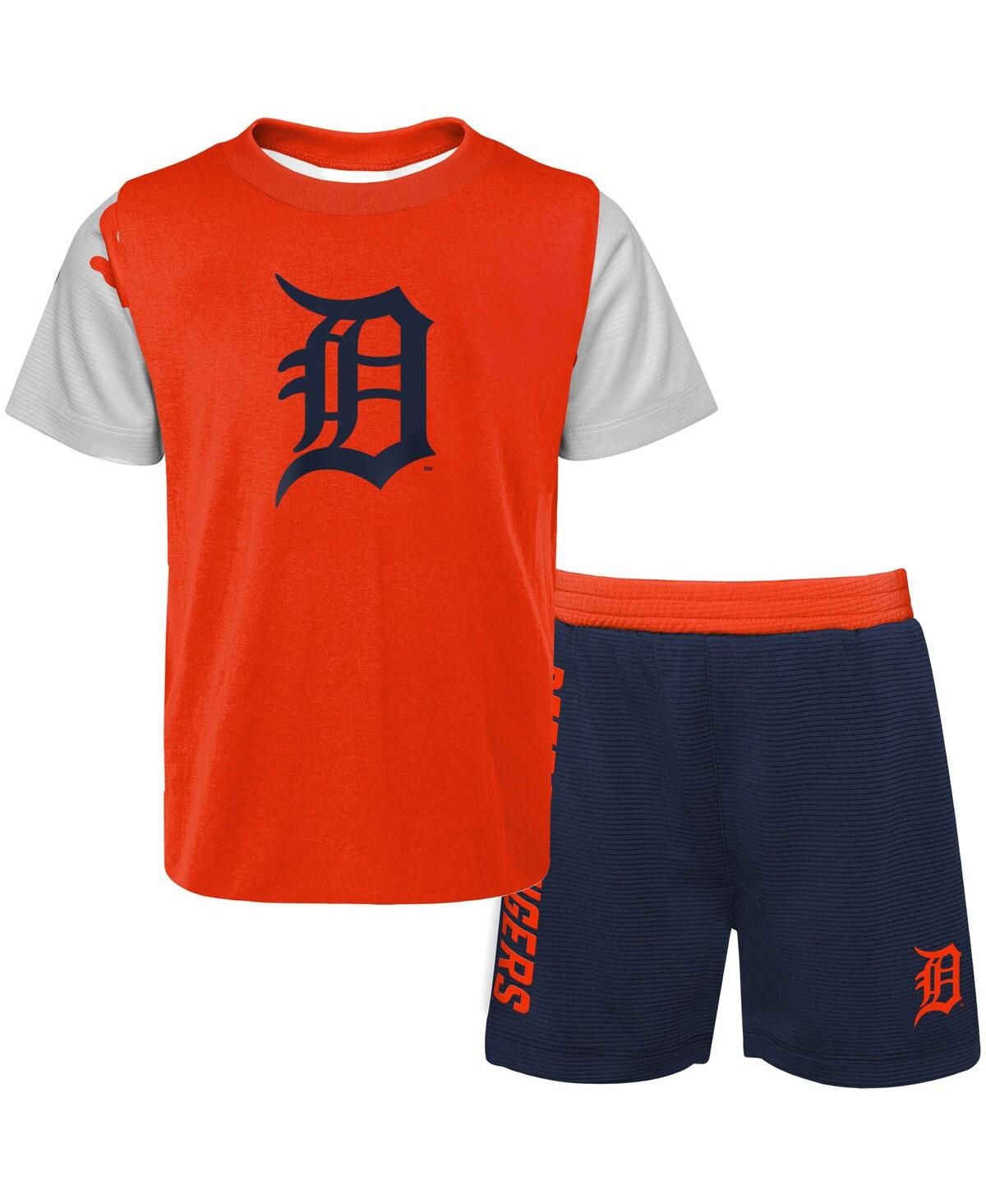 Newborn and Infant Boys and Girls Navy Detroit Tigers Pinch Hitter T-shirt and Shorts Set - Navy