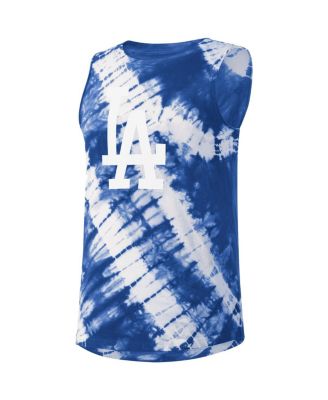 Women's Royal Los Angeles Dodgers Money Ball Tie-Dye Tank Top
