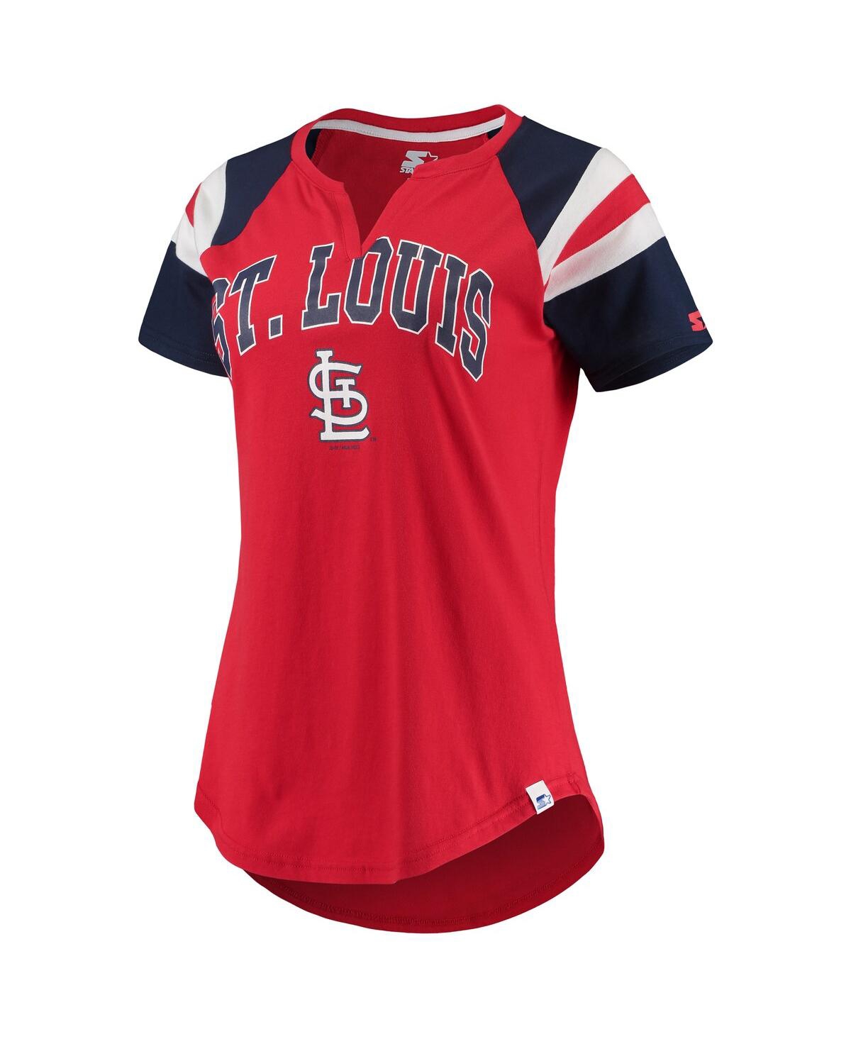 Shop Starter Women's  Red And Navy St. Louis Cardinals Game On Notch Neck Raglan T-shirt In Red,navy
