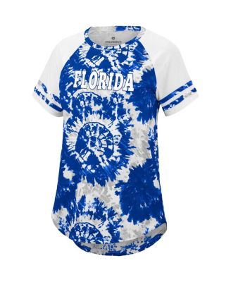 Women's Royal and White Florida Gators Annie Oversized Tie-Dye Raglan T-shirt
