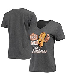 Women's Heathered Gray Texas Longhorns Red River Showdown Vintage-Like Fair V-Neck T-shirt
