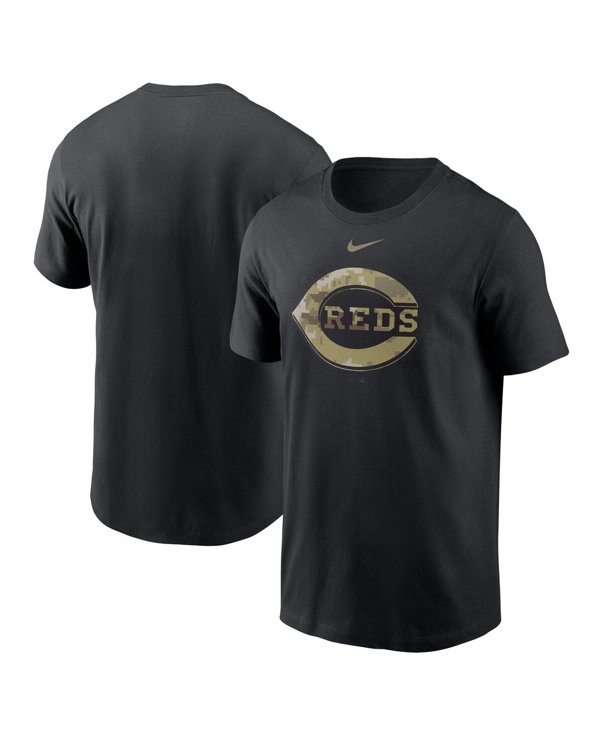 Shop Nike Men's  Black Cincinnati Reds Camo Logo Team T-shirt