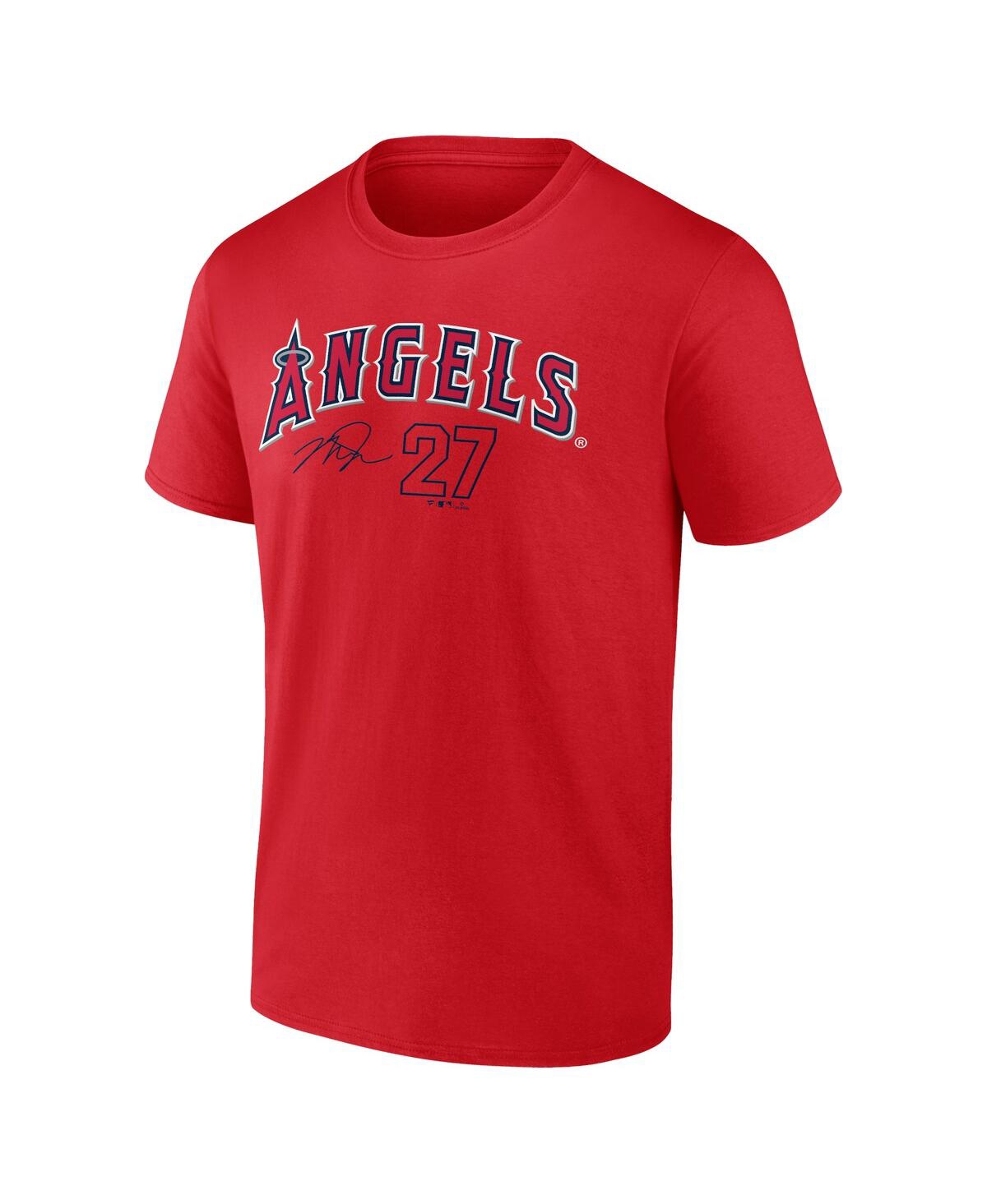 Men's Fanatics Mike TroutLos Angeles Angels Player Name and Number T-shirt - Red