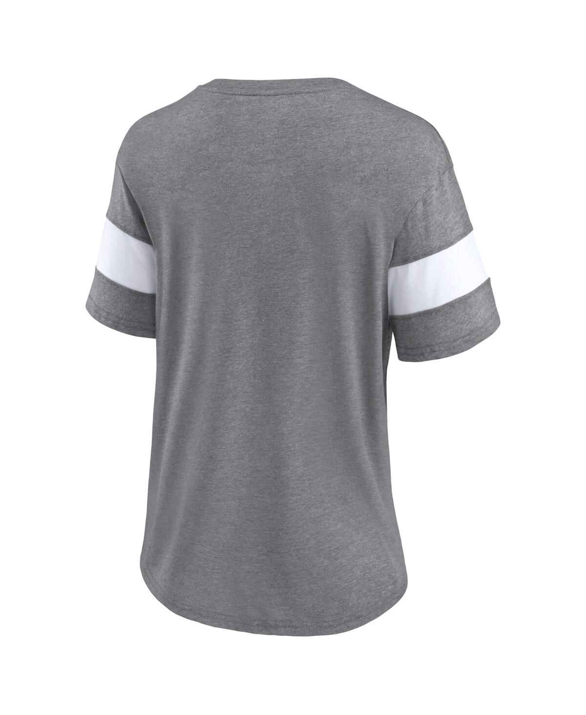 Women's FanaticsKansas Jayhawks 2022 Ncaa Men's Basketball National Champions Press Vintage-Like V-Neck T-shirt - Heathered Gray