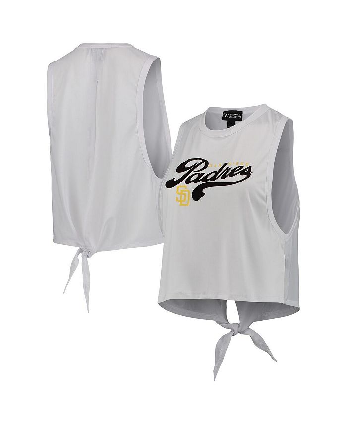 Women's San Diego Padres The Wild Collective Black Twisted Tie Front Tank  Top