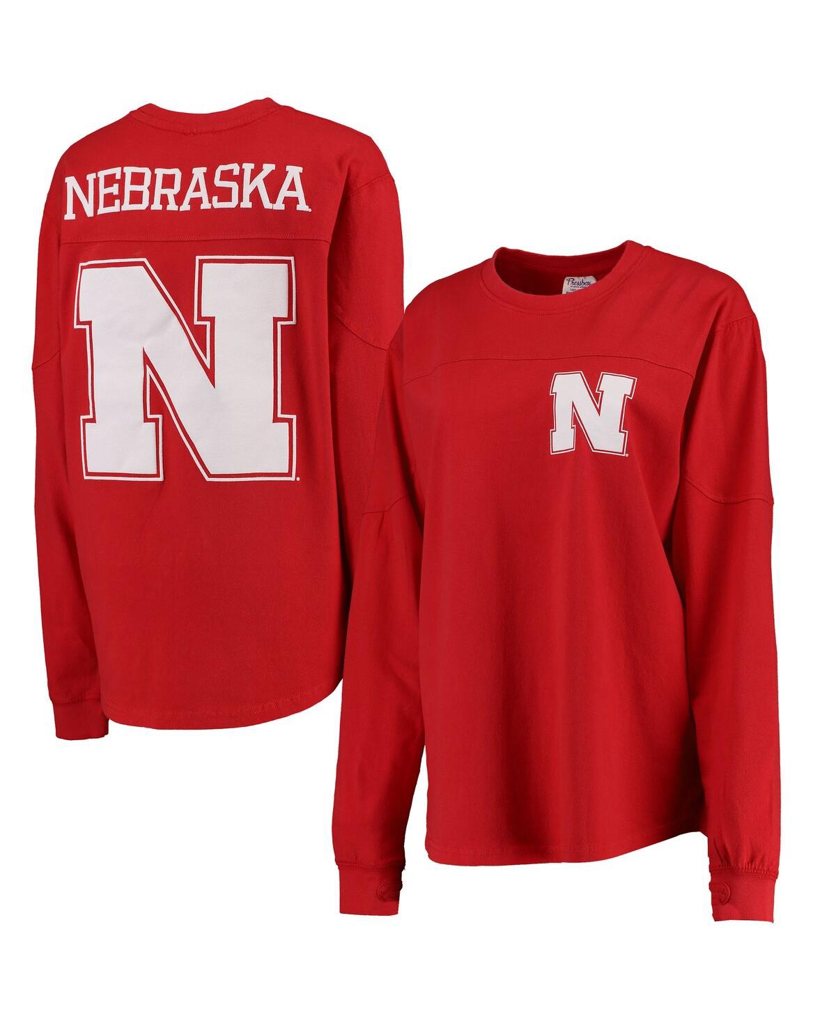 Women's Pressbox Scarlet Nebraska Huskers The Big Shirt Oversized Long Sleeve T-shirt - Scarlet