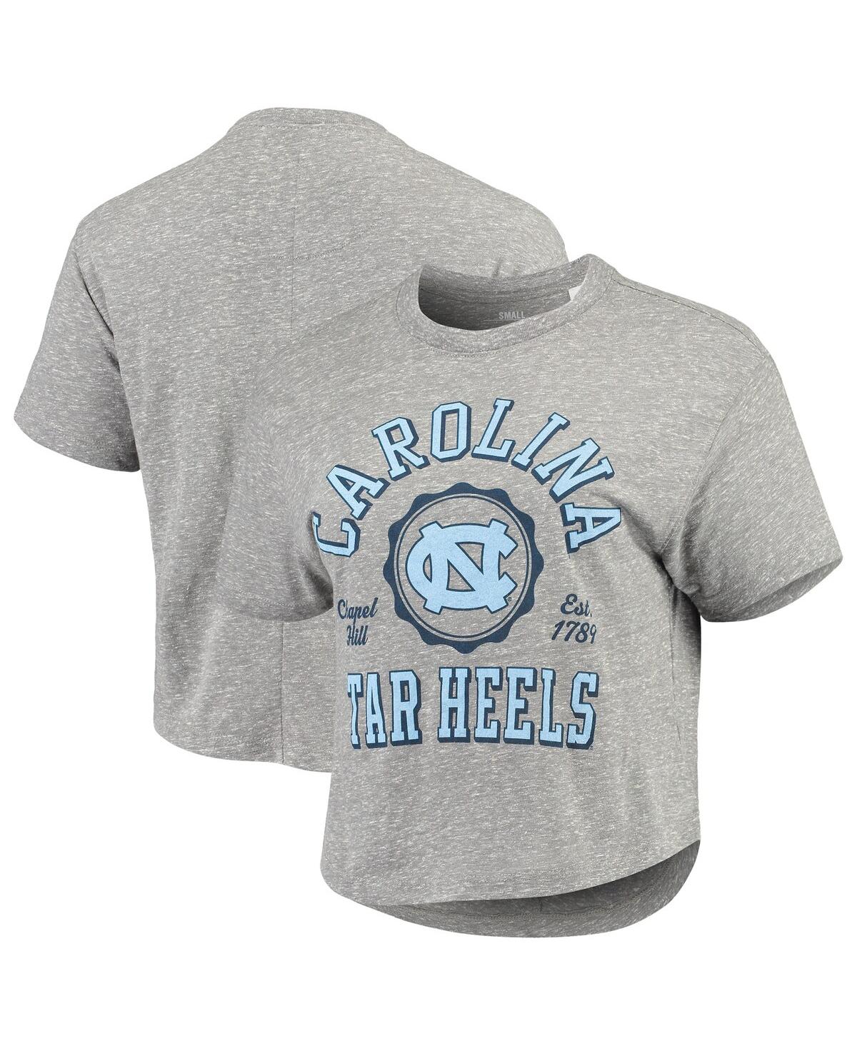 Shop Pressbox Women's  Gray North Carolina Tar Heels Bishop Tri-blend Knobi Crop T-shirt