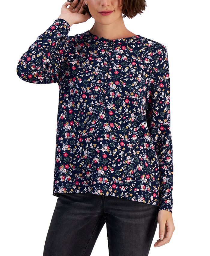 Style & Co Petite LongSleeve Floral Henley, Created for Macy's Macy's