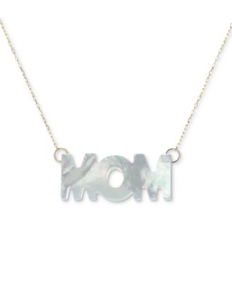 Macy's - Mother-of-Pearl MOM 16"+2" Pendant Necklace in 14k Gold