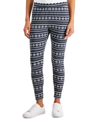 Style & Co - Petite Fair Isle Mid Rise Fleece Leggings