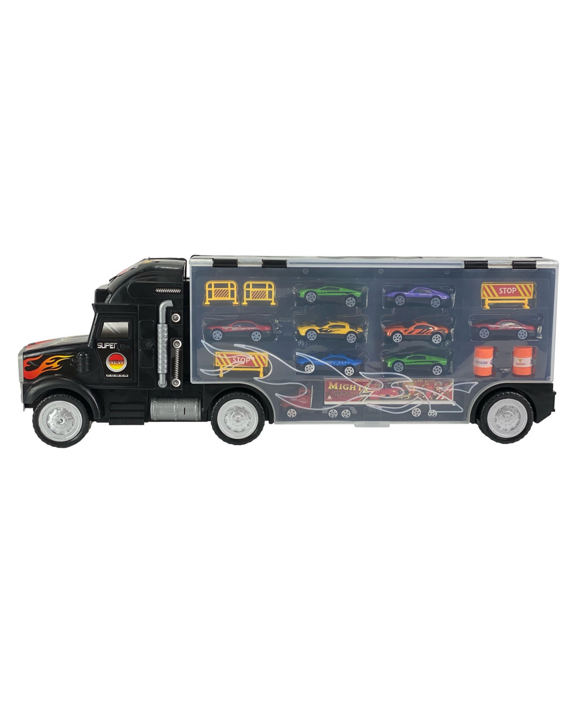 Big Daddy Mag-genius Mega Car Carrier Tractor Trailer With 6 Cars And Accessories Toy In Multi