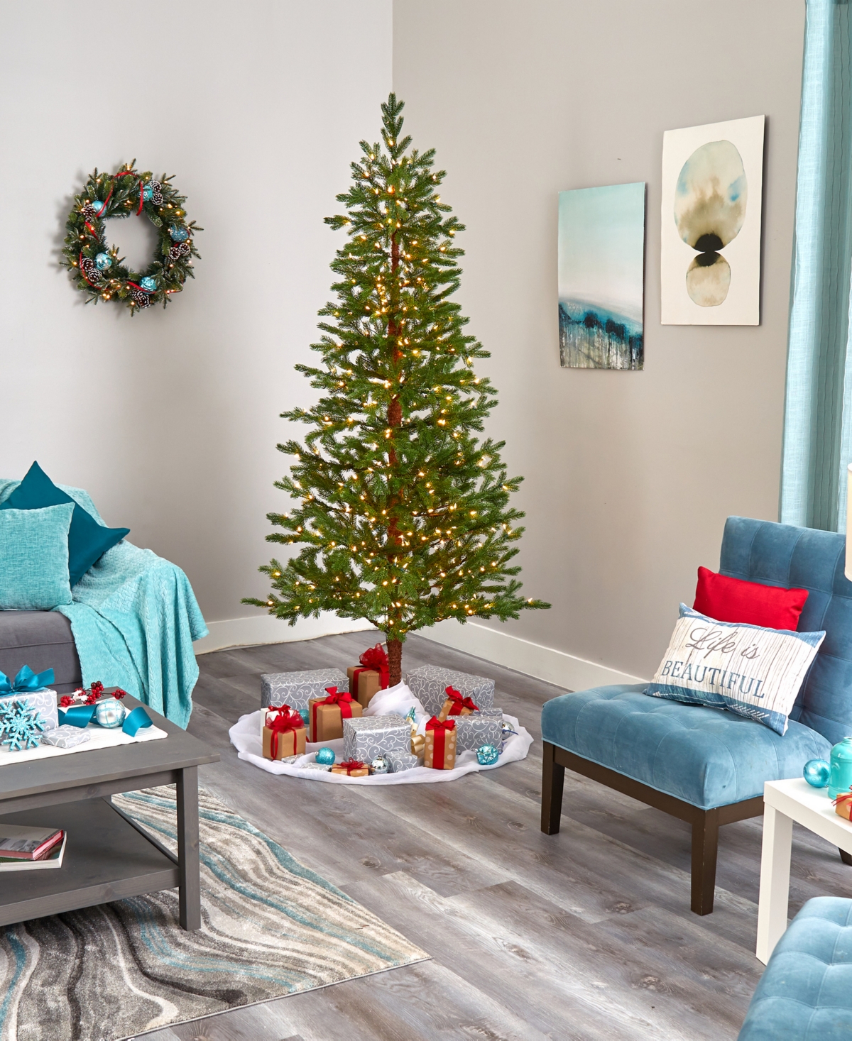 Fairbanks Fir Artificial Christmas Tree with Lights and Bendable Branches,