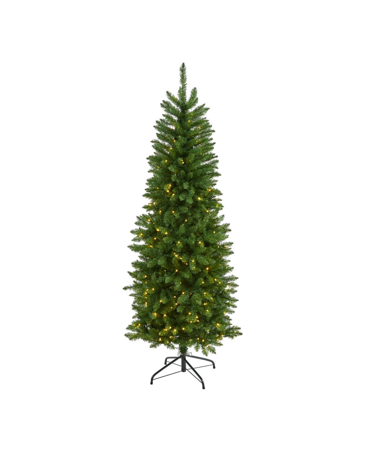 SlimMountain Pine Artificial Christmas Tree with Lights, - Green