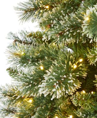 Wisconsin Slim Snow Tip Pine Artificial Christmas Tree with Lights, 84"