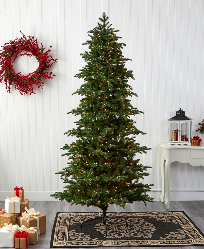 Nearly Natural South Carolina Fir Artificial Christmas Tree with Lights and Bendable Branches