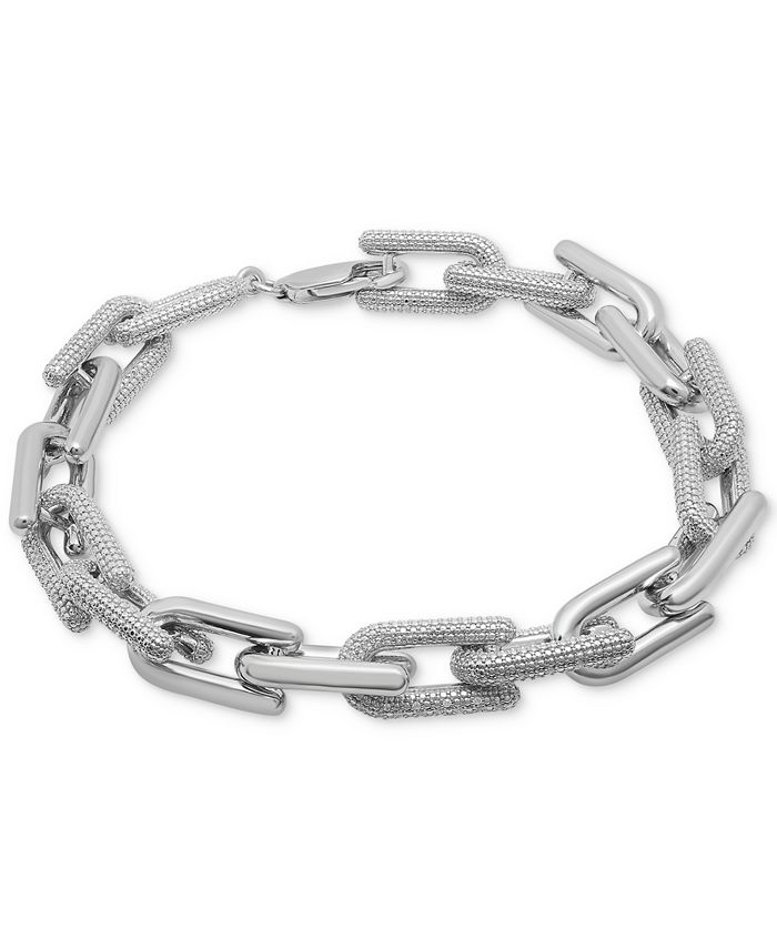 Macy's Men's Diamond Clip Link Bracelet (1 ct. t.w.) in Sterling Silver