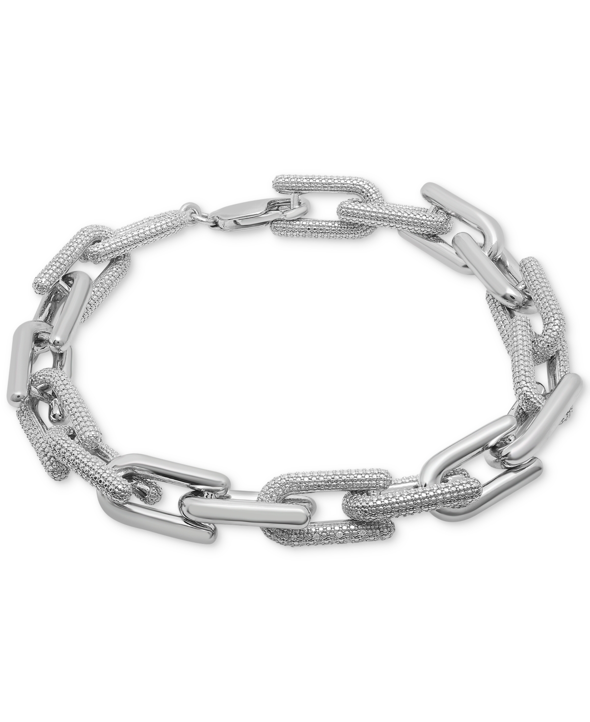 Macy's Men's Diamond Clip Link Bracelet (1 Ct. T.w.) In Sterling Silver In Metallic