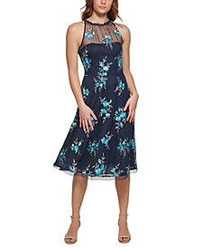 Women's Floral-Embroidered Halter-Style Dress