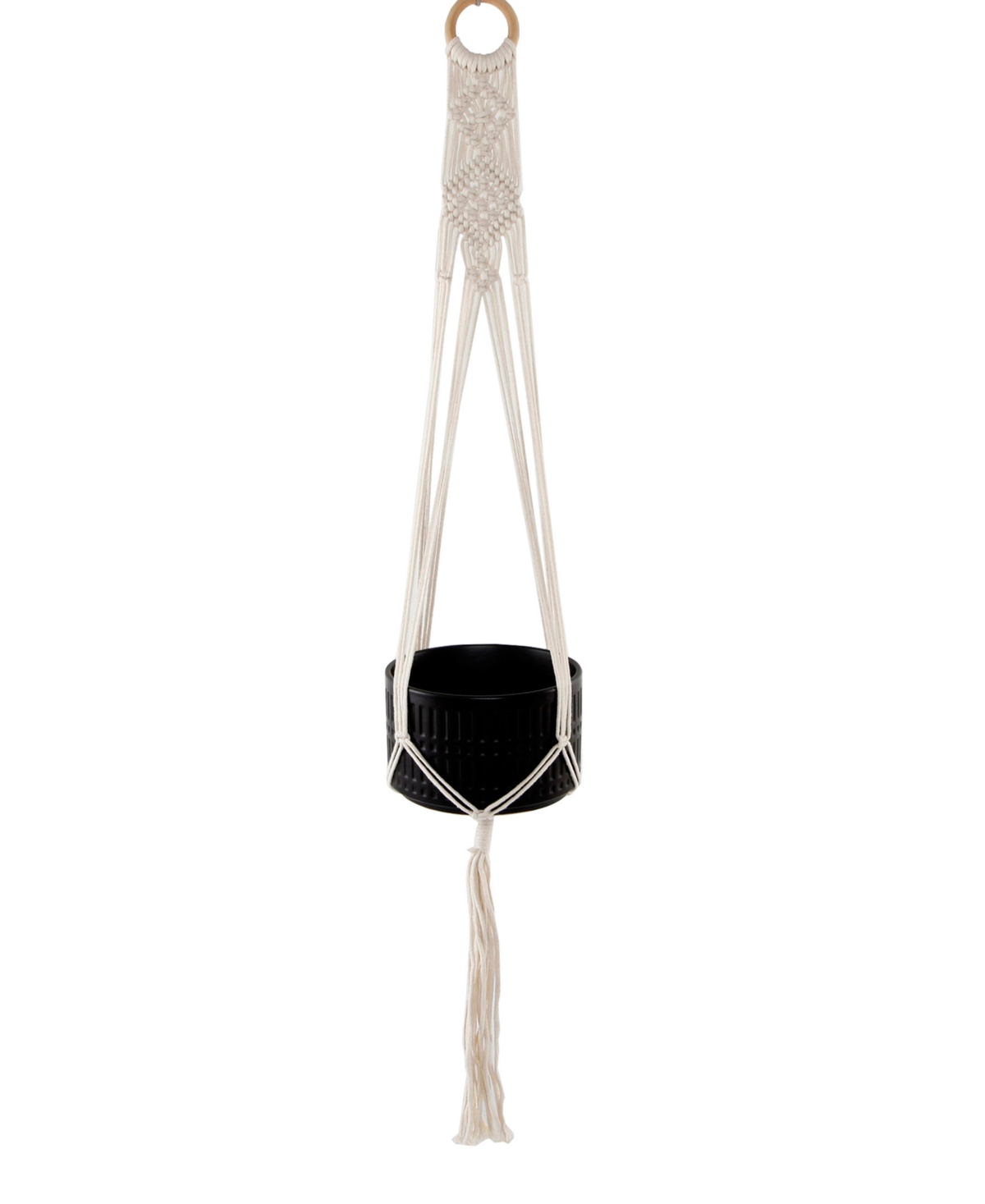 Hanging Macrame Planter Hanger, 6" - White