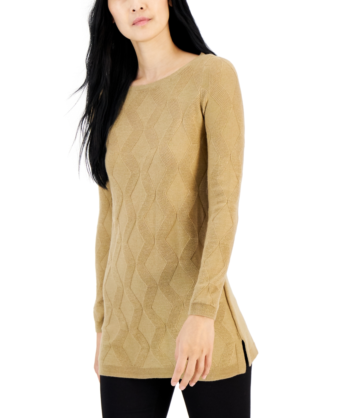 Alfani Women's Front Diamond-Stitch Tunic Sweater, Created for Macy's
