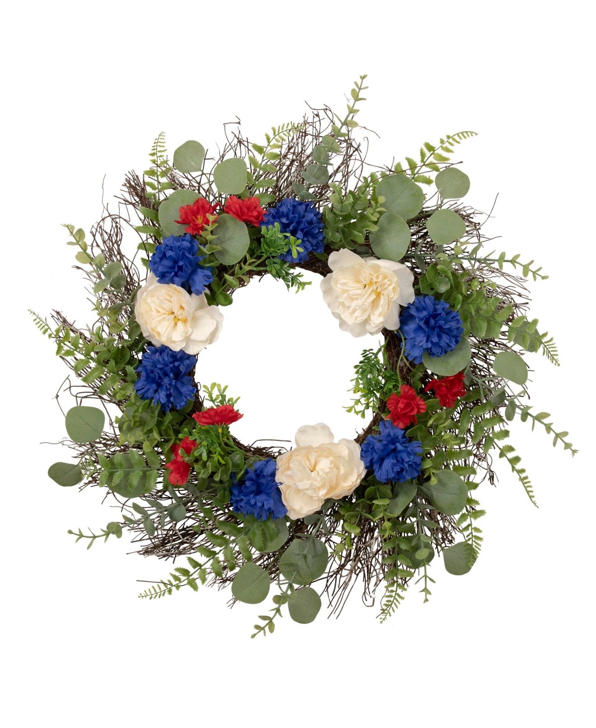 Northlight Americana Mixed Foliage And Floral Patriotic Wreath In Red